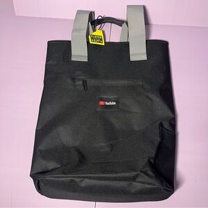 NWT YouTube Logo Backpack Tote Origaudio Slater Black Commuter Office Travel Bag